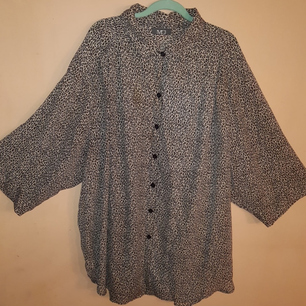 Brand New Plus Size Button Animal Print Top